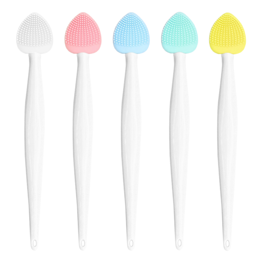 Bàn chải mũi silicon hình trái tim Đầu bàn chải hai mặt bằng silicon mềm Bàn chải làm sạch mũi Bàn chải mụn đầu đen