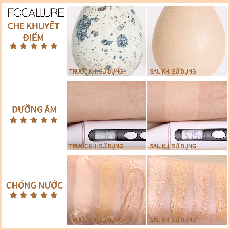 Phấn nước BB Focallure dưỡng ẩm mềm mịn cho làn da đẹp tự nhiên 12g