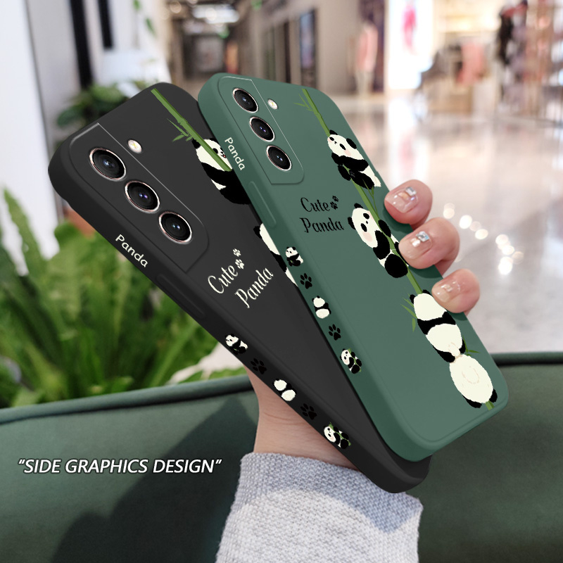 Ốp Điện Thoại Cảm Giác Chạm Thoải Mái Hình Gấu Trúc Leo Núi Cho Samsung Galaxy S21 S20 FE Ultra Plus