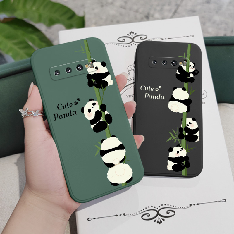 Ốp Điện Thoại Mềm Hình Gấu Trúc Leo Núi Cho Samsung Galaxy S10 S10E + S9 +