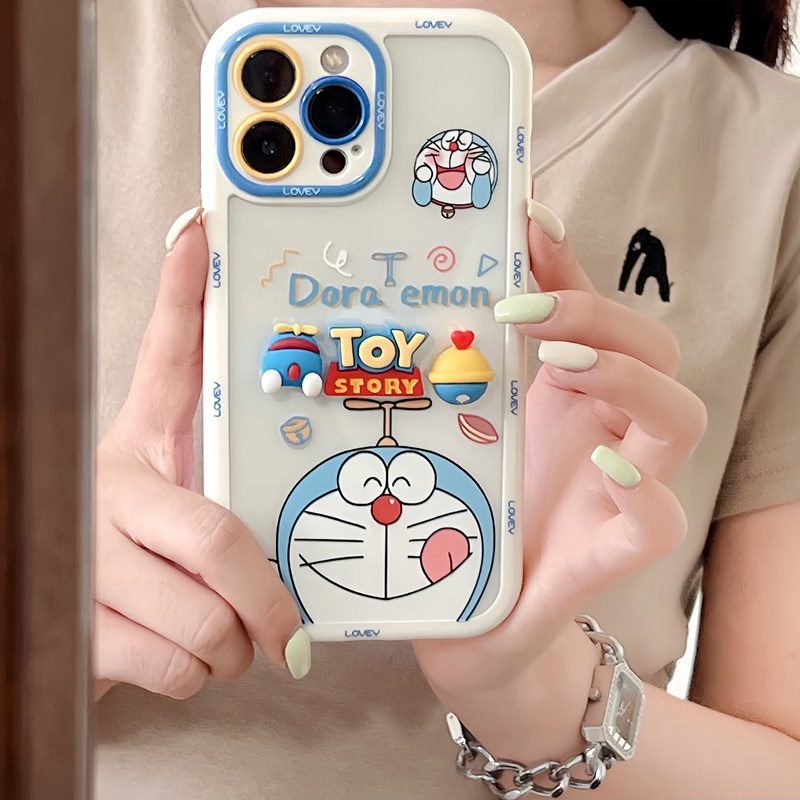 Ốp Điện Thoại Silicon Mềm Hình Búp Bê Doraemon Cho iPhone XR XS Max 11 12 13 14 Pro Max 14 Plus