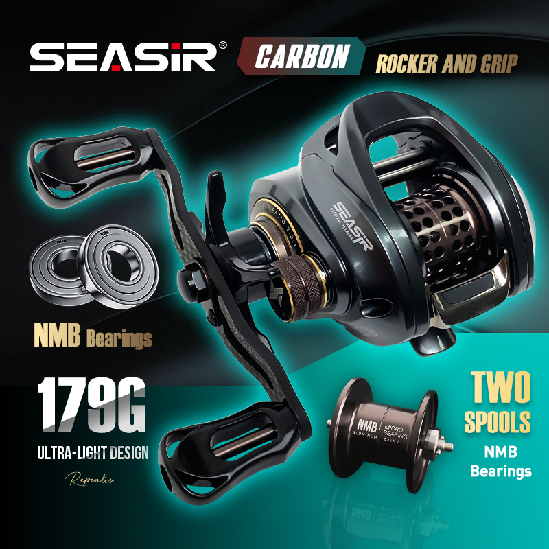 Seasir Guồng Quay Cần Câu Cá Kép 179g Bằng Carbon Siêu Nhẹ Và Tay Cầm Chính Bằng Đồng Thau
