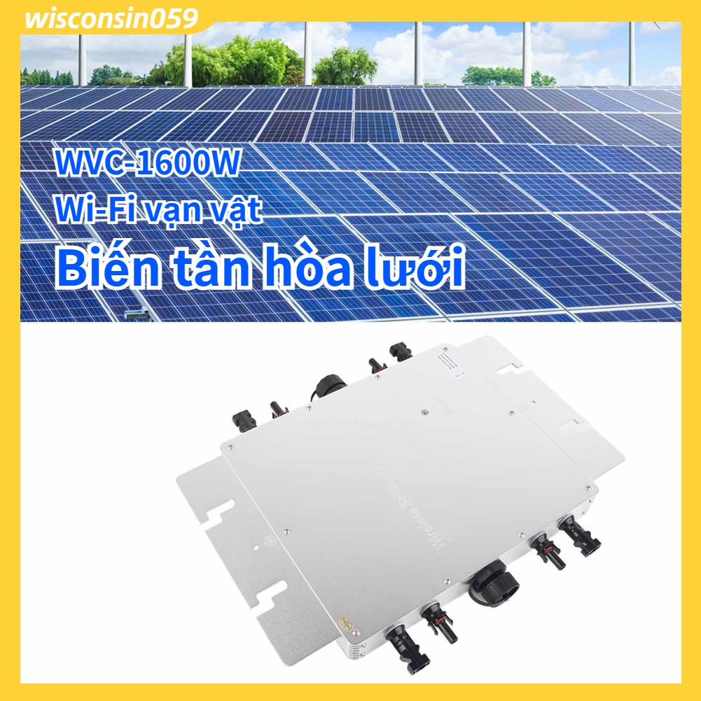 Thiết bị điện WVC-1600W Quang điện năng lượng mặt trời Thông minh biến tần kết nối lưới siêu nhỏ 120V 230V WiFi IoT  IP65 Hợp kim nhôm chống nước cho mái nhà ngoài trời 【Wisconsin059】