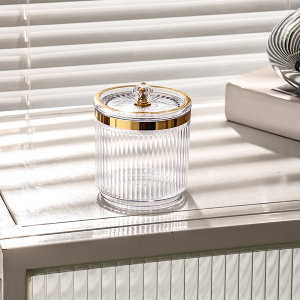 Giá Đỡ Bông Tăm Ngoáy Tai Trang Điểm Để Bàn Có Nắp Đậy