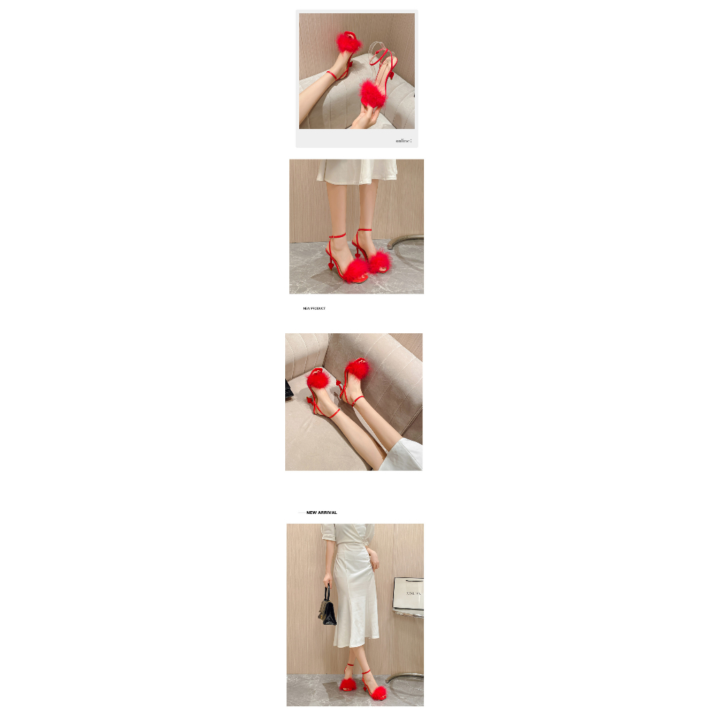 Giày Cao Gót 3.54 inches Lông Nhung Mềm Mại Có size Lớn 35-42
