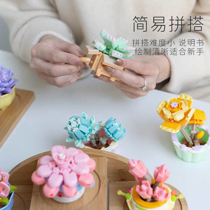 Đồ Chơi Lắp Ráp Chậu Cây Cảnh Cỡ Nhỏ Dễ Thương Cho Bé Gái