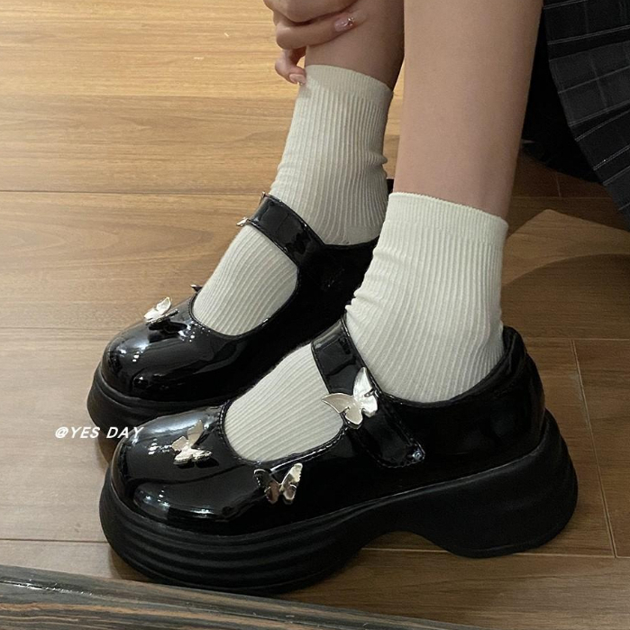 HHH Giày Mary Jane Lolita đế cao 6cm Giày Búp Bê Đế da mềm đế êm thời trang 2023NEW Cho Nữ