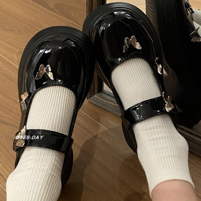 HHH Giày Mary Jane Lolita đế cao 6cm Giày Búp Bê Đế da mềm đế êm thời trang 2023NEW Cho Nữ