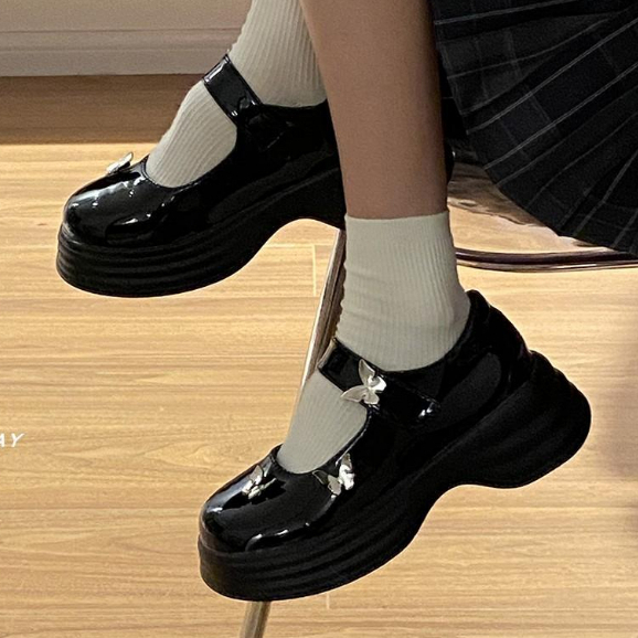 HHH Giày Mary Jane Lolita đế cao 6cm Giày Búp Bê Đế da mềm đế êm thời trang 2023NEW Cho Nữ