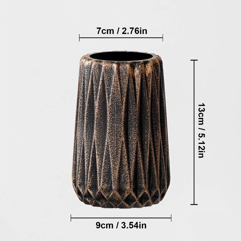 Bình Hoa Bằng Nhựa Giả Gốm Sứ Màu Vàng Đen Hình Thang Phong Cách Bắc Âu Trang Trí Nhà Cửa / Tiệc Cưới