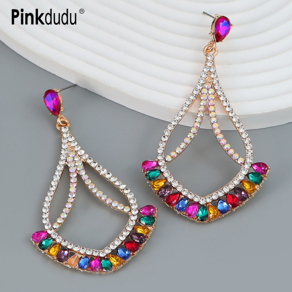 Bông Tai Hợp Kim Dáng Dài Hình Quạt Đính Đá Phong Cách Bohemian Thời Trang Cho Nữ PD1321