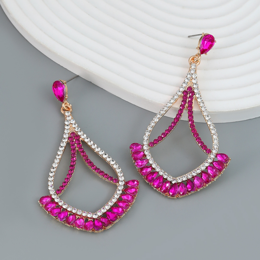 Bông Tai Hợp Kim Dáng Dài Hình Quạt Đính Đá Phong Cách Bohemian Thời Trang Cho Nữ PD1321