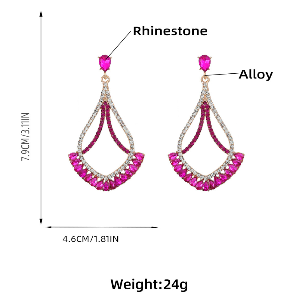 Bông Tai Hợp Kim Dáng Dài Hình Quạt Đính Đá Phong Cách Bohemian Thời Trang Cho Nữ PD1321