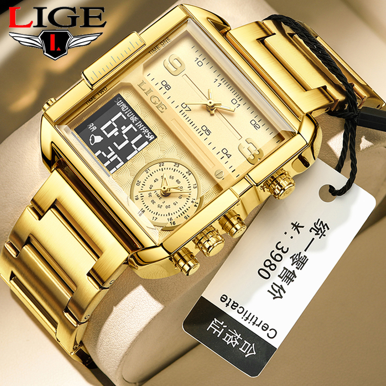 Đồng Hồ Nam LIGE Dây Thép Chống Thấm Nước Thiết Kế Sang Trọng