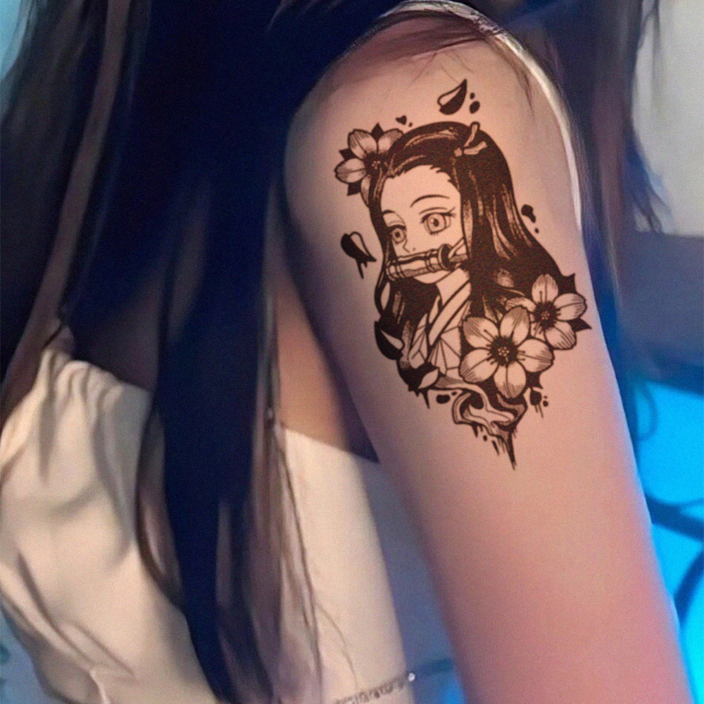 Hình Xăm Dán Tạm Thời Chống Nước Chống Ma Sát Lâu Trôi 1-2 Tuần Hình Anime