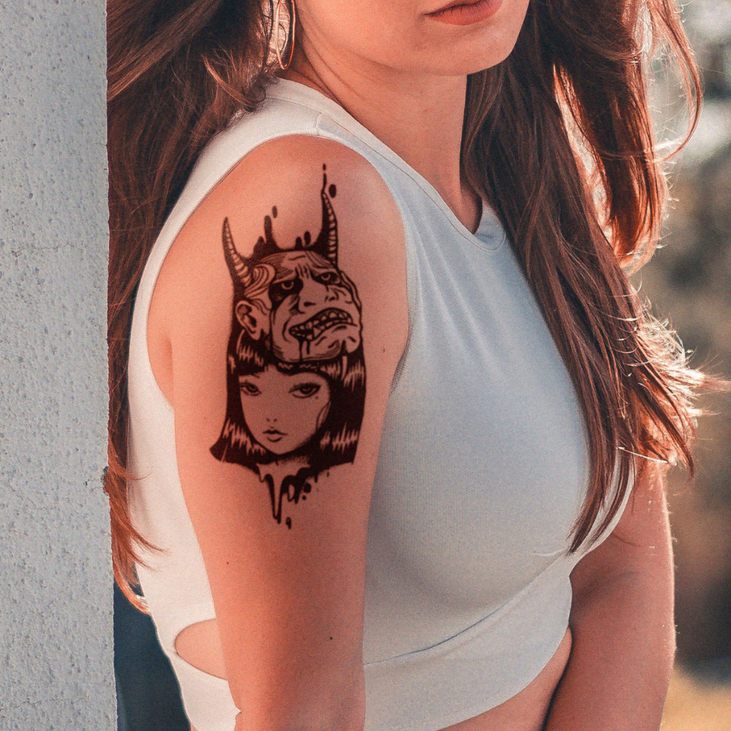 Hình Xăm Dán Tạm Thời Chống Nước Chống Ma Sát Lâu Trôi 1-2 Tuần Hình Anime