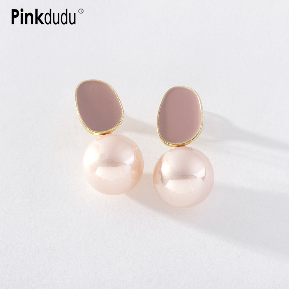 Khuyên tai Pinkdudu PD1254 bằng hợp kim tráng men thời trang cao cấp phong cách Hàn Quốc cho nữ