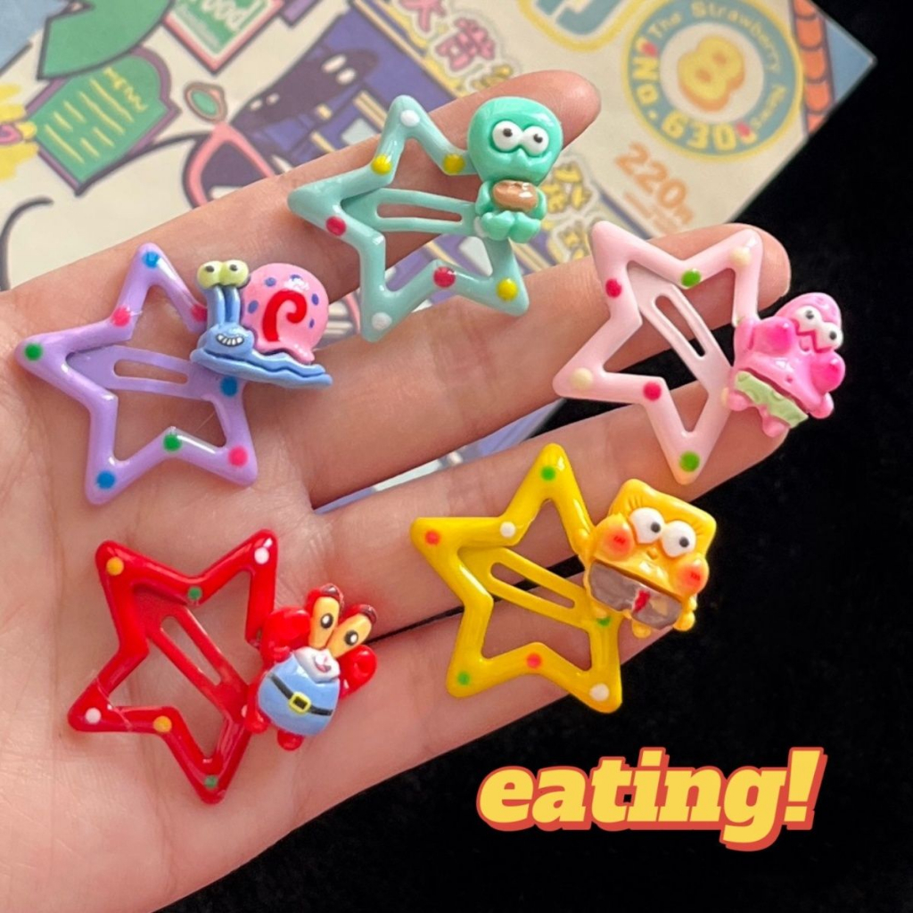 Kẹp Tóc Hình Ngôi Sao / SpongeBob / Trái Tim Hoạt Hình Dễ Thương Vui Nhộn