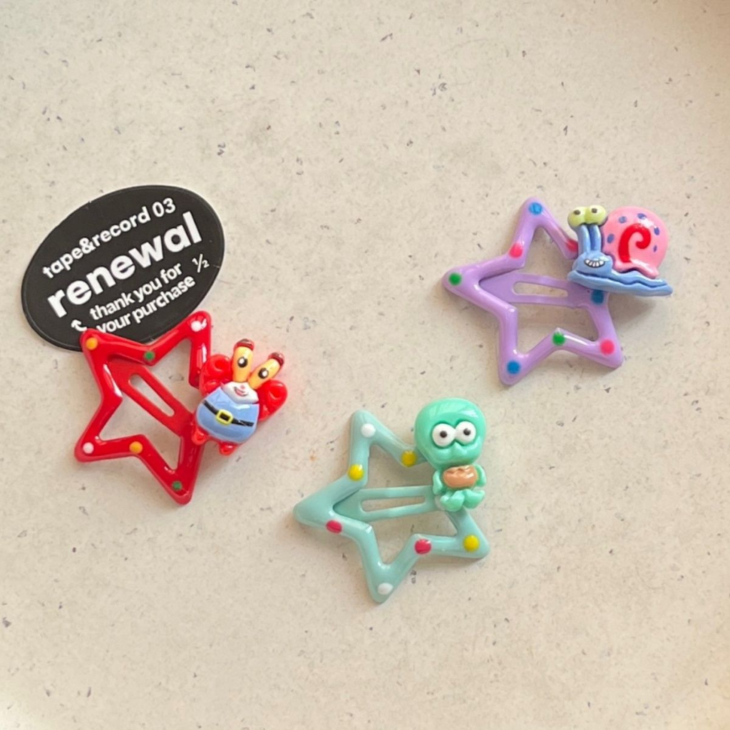 Kẹp Tóc Hình Ngôi Sao / SpongeBob / Trái Tim Hoạt Hình Dễ Thương Vui Nhộn