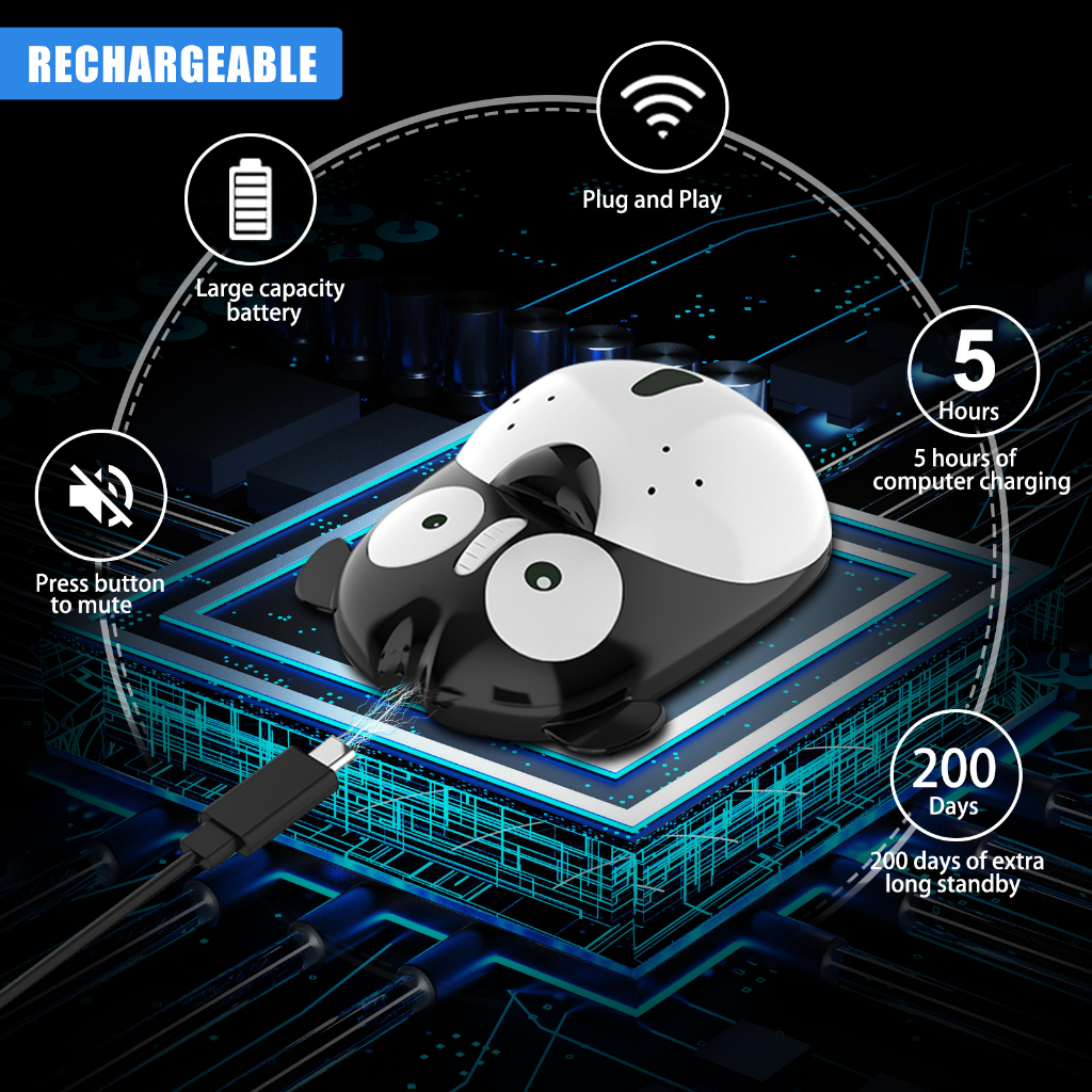 Chuột Quang Máy Tính Không Dây 2.4G Hình Chó Hoạt Hình Dễ Thương