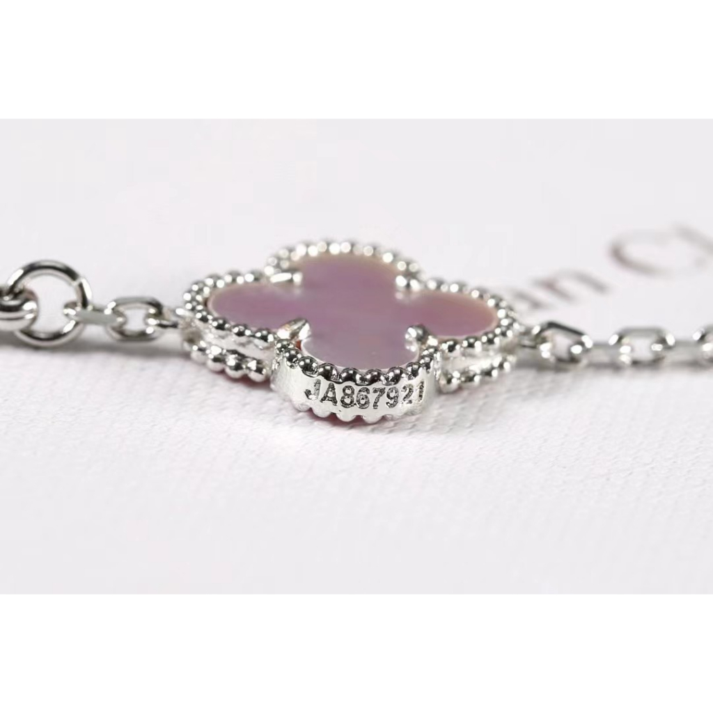 Phiên bản igh :our-lá cỏ ba lá năm vòng tay hoa phụ nữ màu hồng mã não thời trang món quà