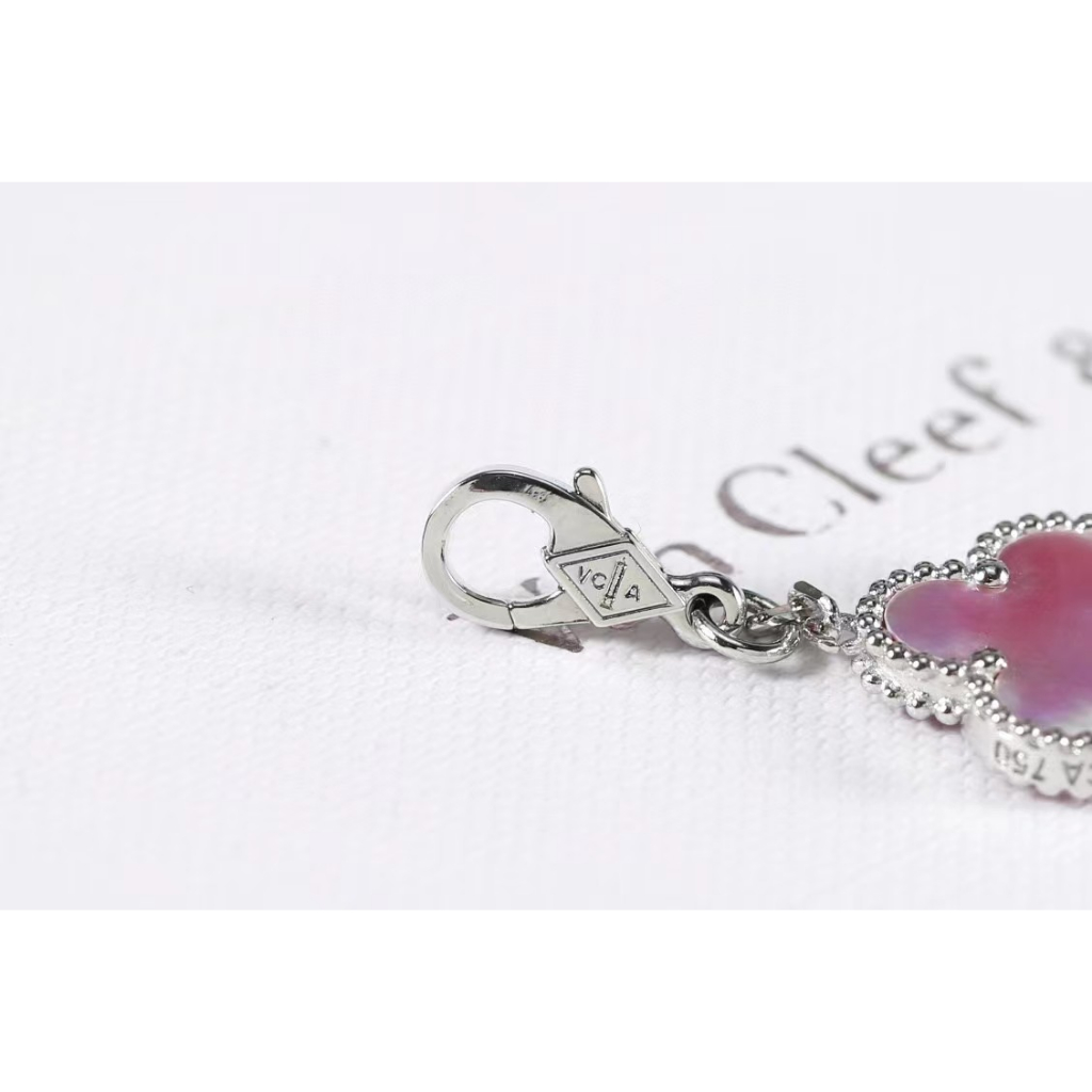 Phiên bản igh :our-lá cỏ ba lá năm vòng tay hoa phụ nữ màu hồng mã não thời trang món quà