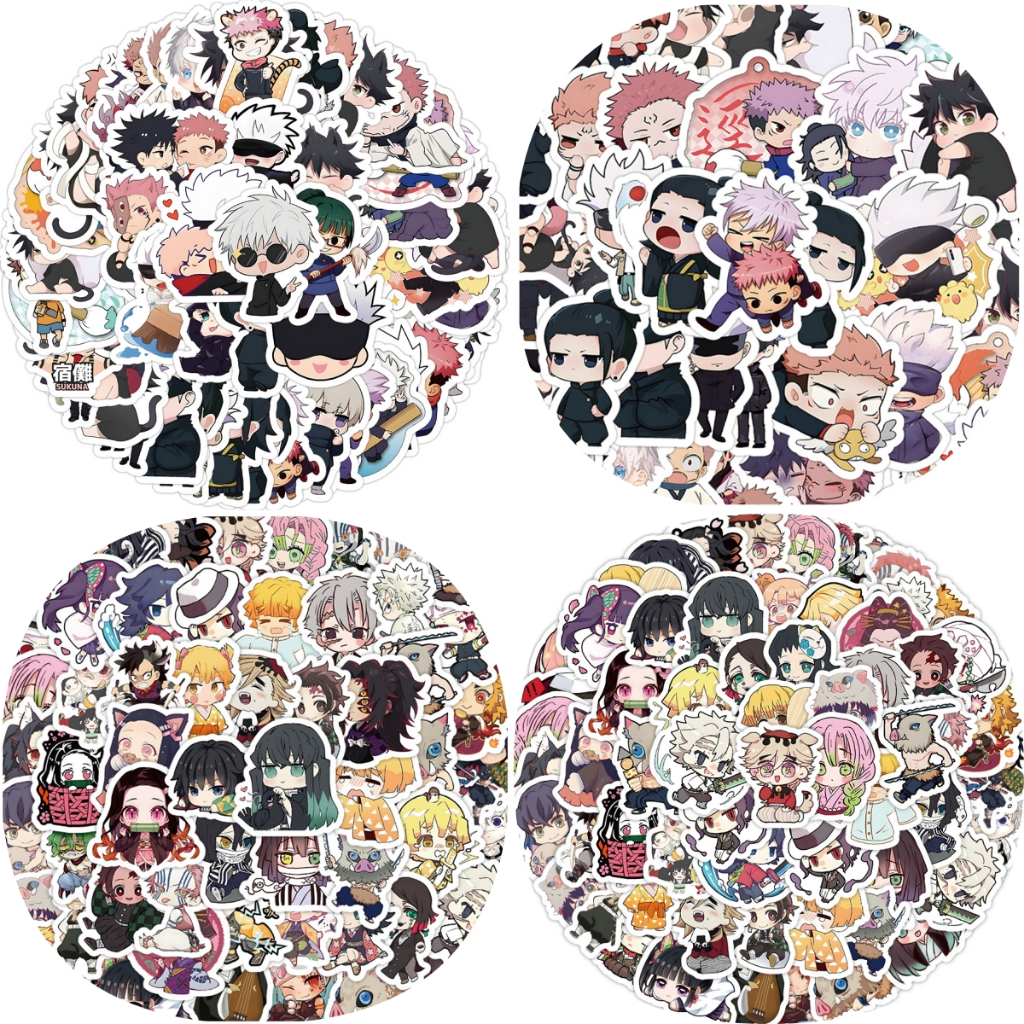 Bộ 120 Miếng Dán Hình Anime Demon Slayer Jujutsu Kaisen Dễ Thương Trang Trí Điện Thoại Laptop Notebook