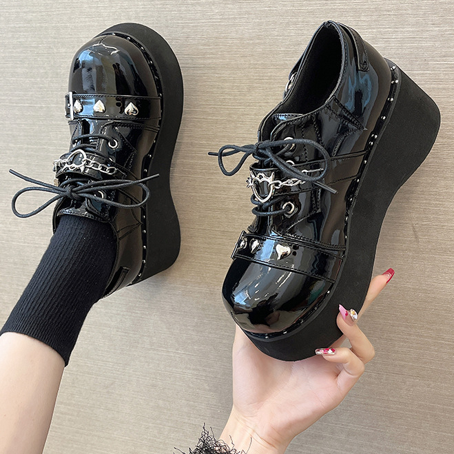 One more shoes⭐Giày Da Bóng Đế Dày Phong Cách retro Anh Quốc Cho Nữ