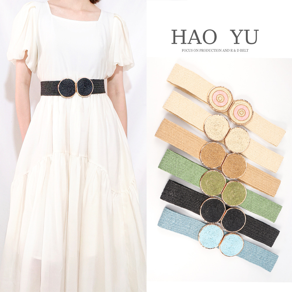 Thắt Lưng Đan Rơm Co Giãn Thời Trang Cho Nữ