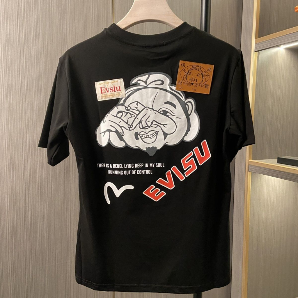 Áo Thun cotton Ngắn Tay In Hình Phật Evisu Thời Trang Mùa Hè Cho Nam Và Nữ xs-3xl