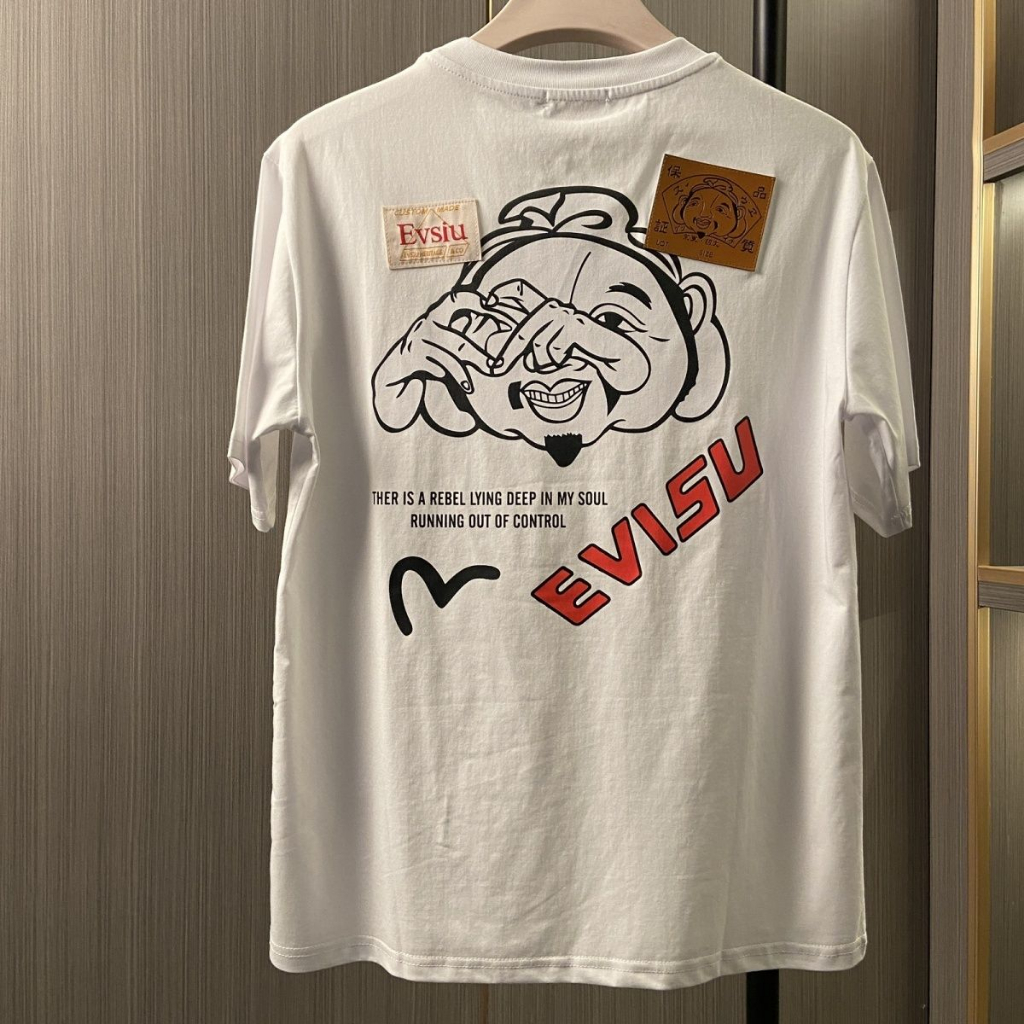 Áo Thun cotton Ngắn Tay In Hình Phật Evisu Thời Trang Mùa Hè Cho Nam Và Nữ xs-3xl
