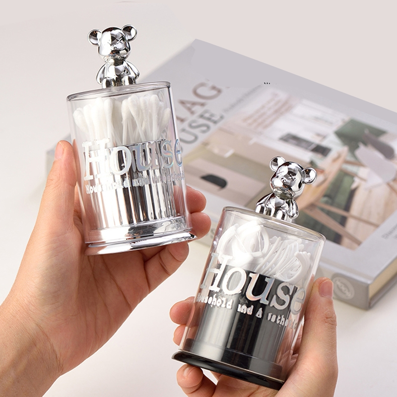 Hộp Đựng Tăm / Tăm Bông Hình Gấu Dễ Thương Có Nắp Đậy Phong Cách Bắc Âu