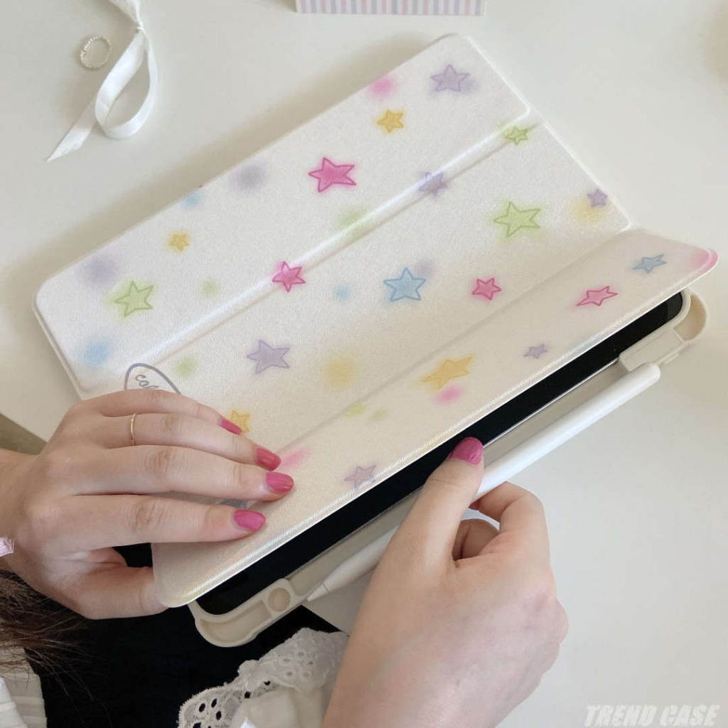 Colourful stars Case for New iPad 10.2 Pro 11 9.7 Mini 6 5 10.5 Air 3 Smart Cover with Pencil Holder for iPad 10th 9th 8th 7th 6th Generation
