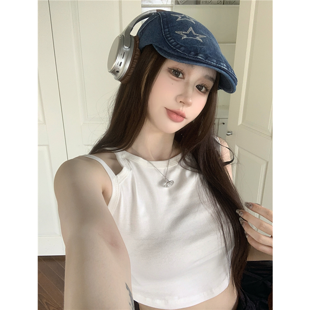 Cocory vn Quần áo nữ thời trang merican áo vest mỏng trên + dây rút thắt lưng cao lỏng lẻo chân rộng cong bộ quần argo