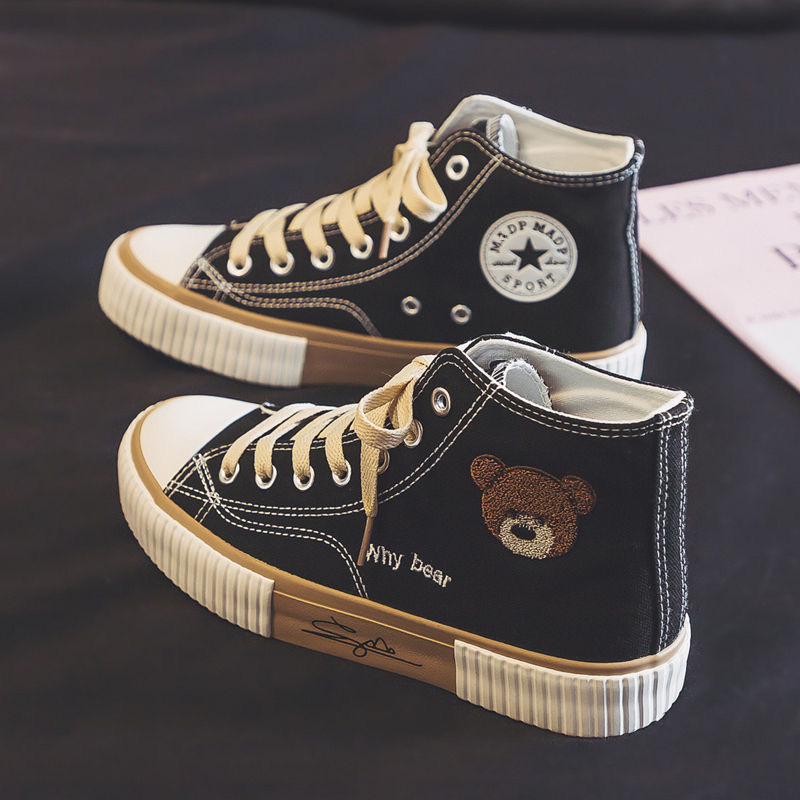Giày Thể Thao canvas Cổ Thấp Thêu Họa Tiết Hoạt Hình Dễ Thương Cho Nữ