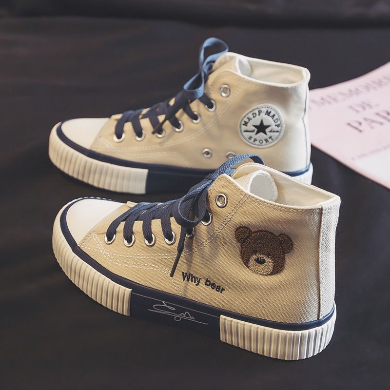 Giày Thể Thao canvas Cổ Thấp Thêu Họa Tiết Hoạt Hình Dễ Thương Cho Nữ