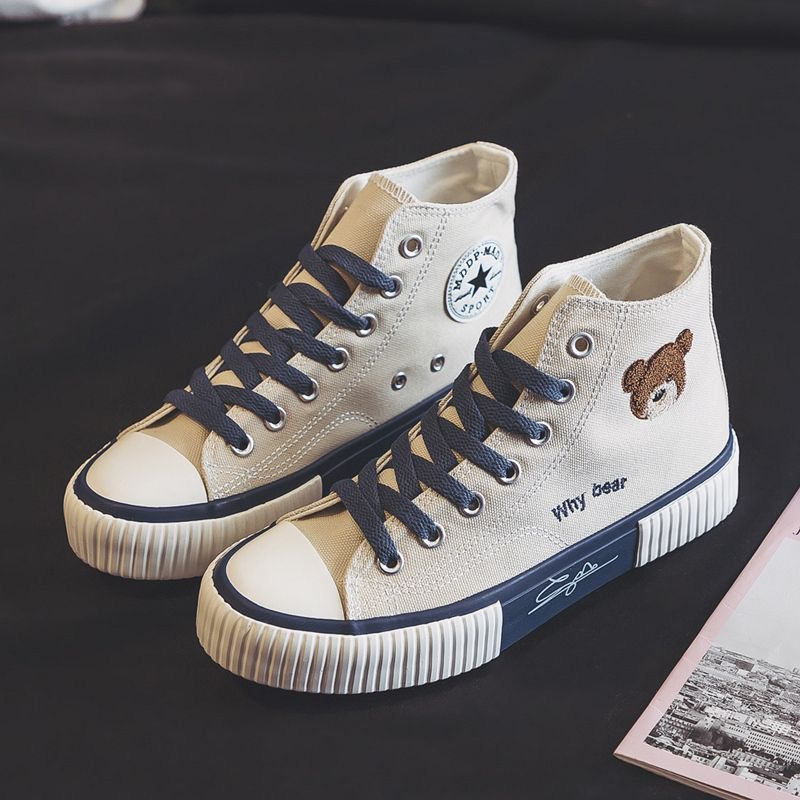 Giày Thể Thao canvas Cổ Thấp Thêu Họa Tiết Hoạt Hình Dễ Thương Cho Nữ