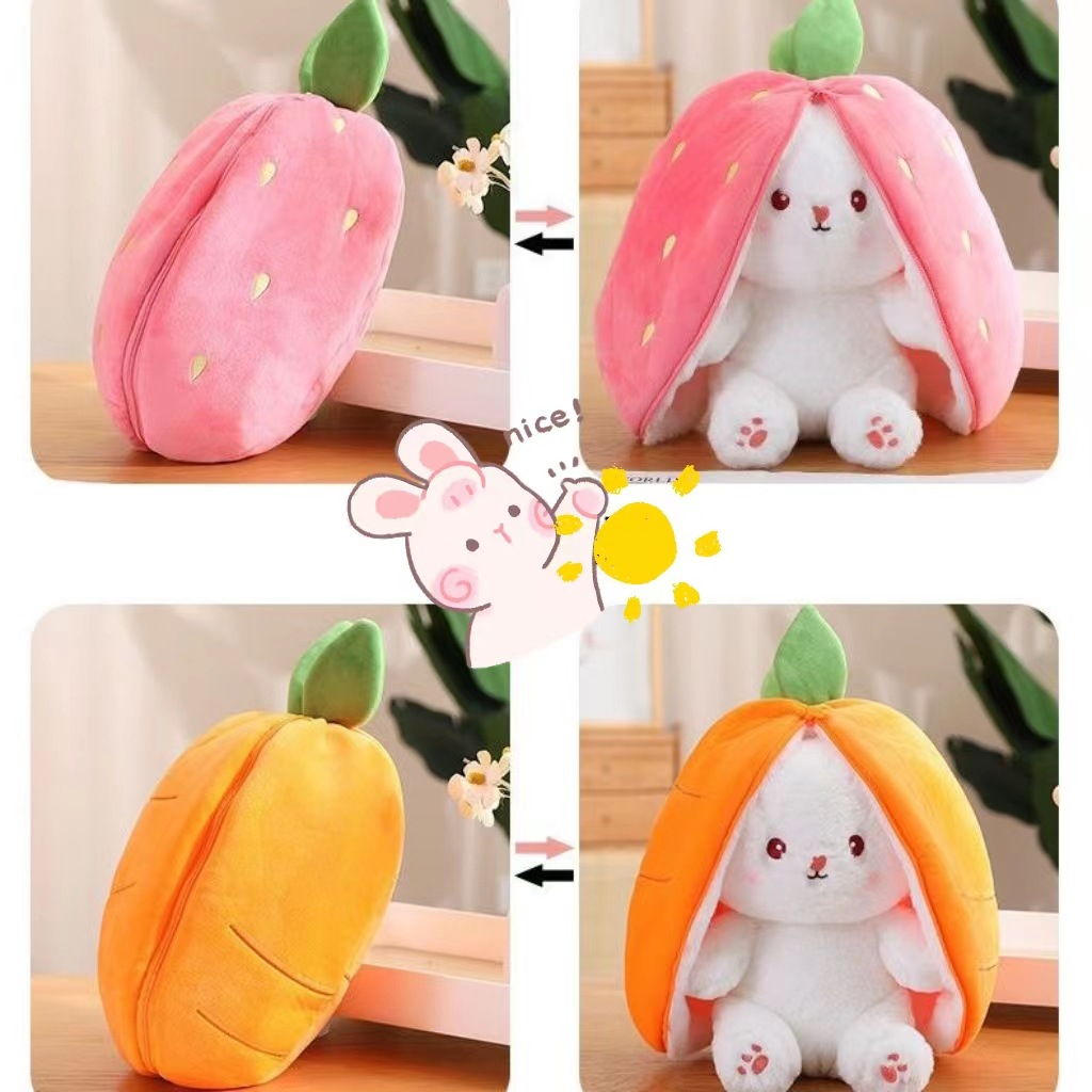 Đồ chơi nhồi bông NEILBABY búp bê thỏ trái cây tai dài dễ thương 2 trong 1