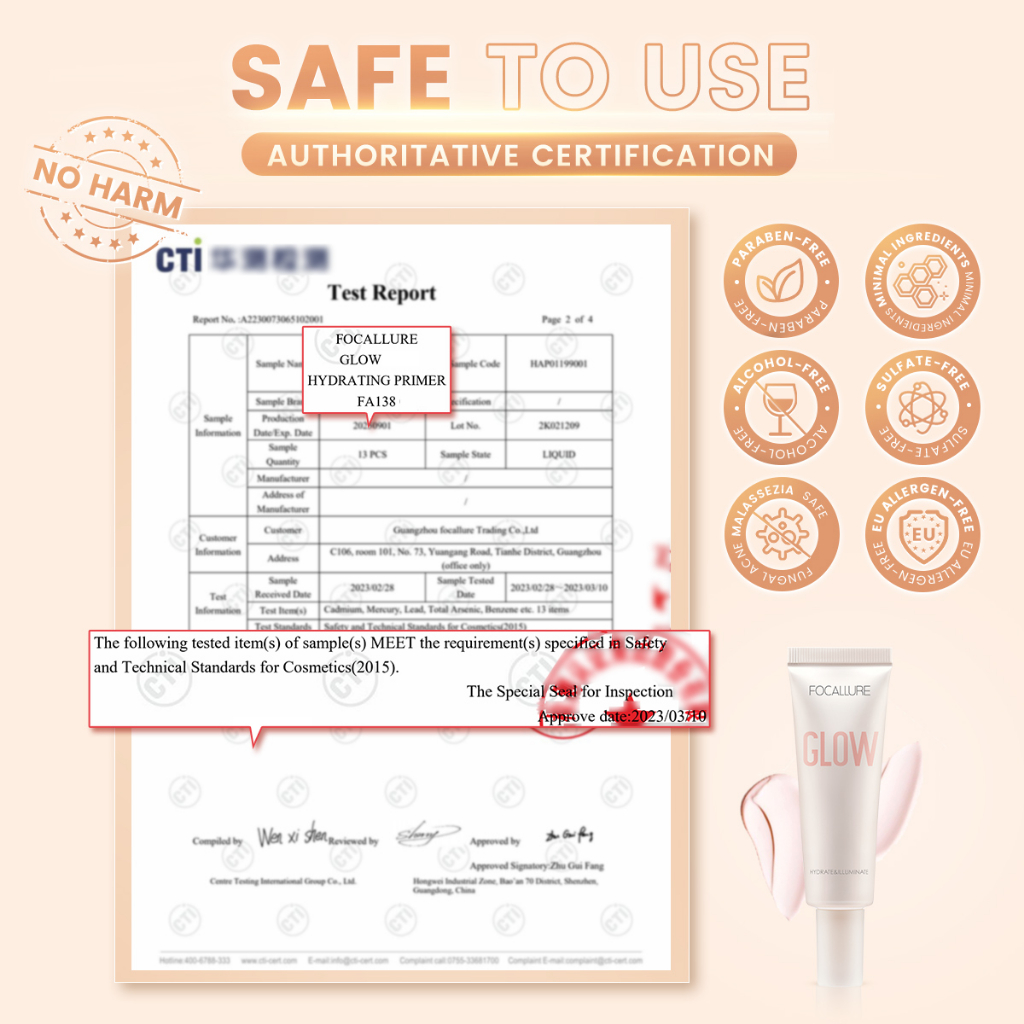 Kem lót FOCALLURE 25g trang điểm kiềm dầu nâng tông che lỗ chân lông làm mịn da