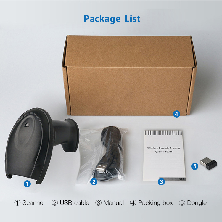 1D 2D Không dây Quét Mã Vạch Đa Mã, Laser Máy nhận mã khá nhạy, QR Code PDF417 Bluetooth Wireless 2.4G USB Barcode Reader for Warehouse Store