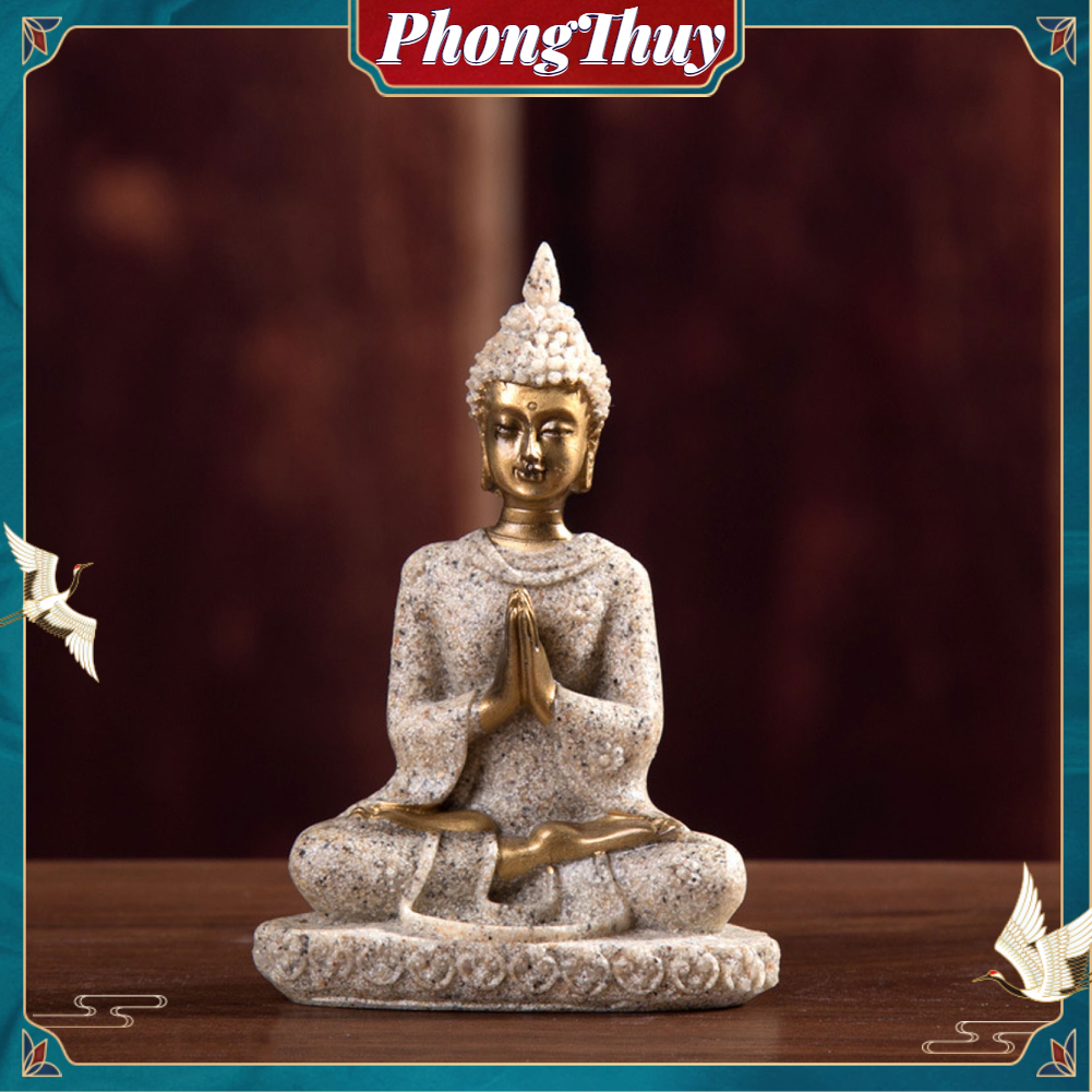 Tượng Phật Nhựa Resin trang trí phong thủy, decor phòng thiền, tiểu cảnh phối lũa bonsai【PhongThuy】