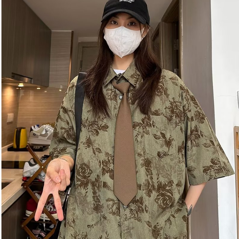 ÁO Đi BiểN Nam Cuban Shirt ÁO Sơ Mi Tay Ngắn Họa Tiết Hoa Thời Trang Phong Cách Hàn Cho Không Nhăn Sơ Mi Hawai Cotton Ngắn Tay Cài Nút In Họa Tiết Vintage Tay Ngắn Dáng Rộng Thoáng Khí