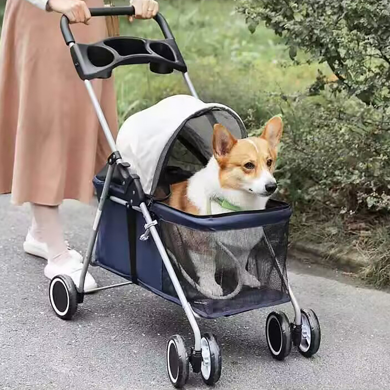 Xe đẩy thú cưng gấp ngoài trời cho mèo và chó, Xe đẩy thú cưng 4 bánh chịu tải KKPETS