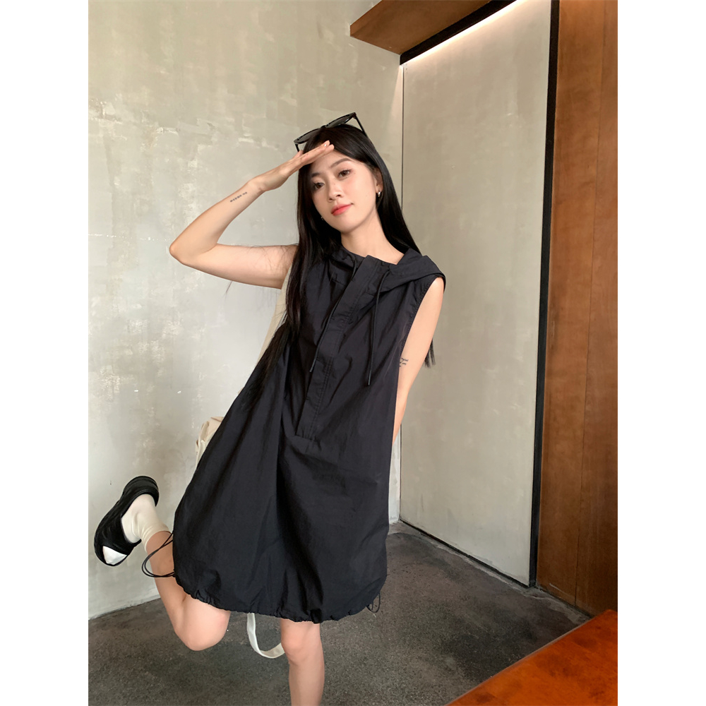 Đầm không tay dài vừa có nón thời trang mùa hè thoải mái xinh xắn cho nữ