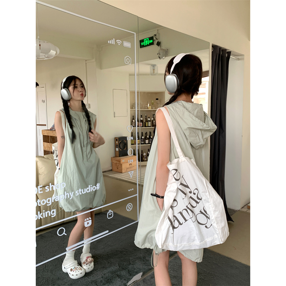 Đầm không tay dài vừa có nón thời trang mùa hè thoải mái xinh xắn cho nữ