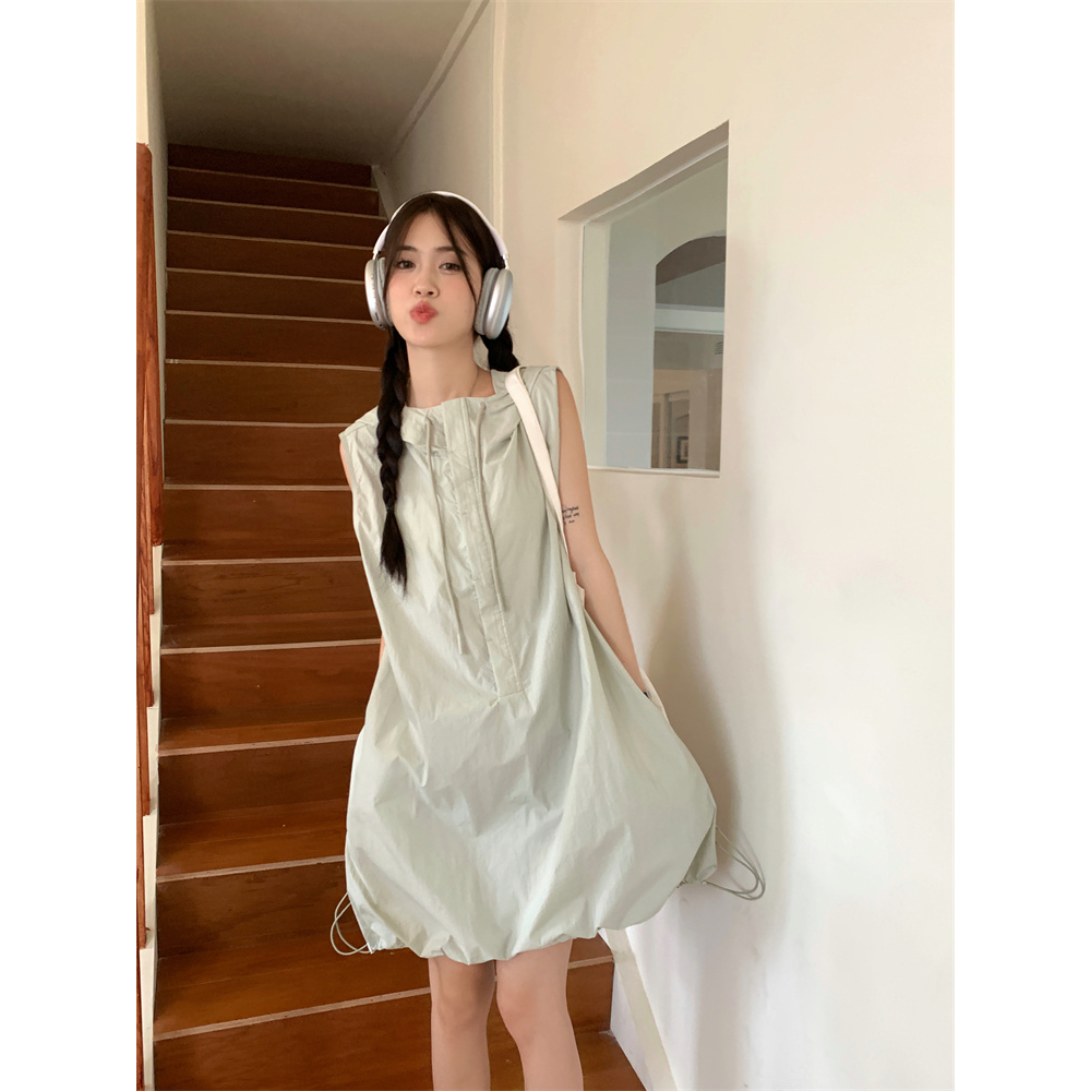 Đầm không tay dài vừa có nón thời trang mùa hè thoải mái xinh xắn cho nữ