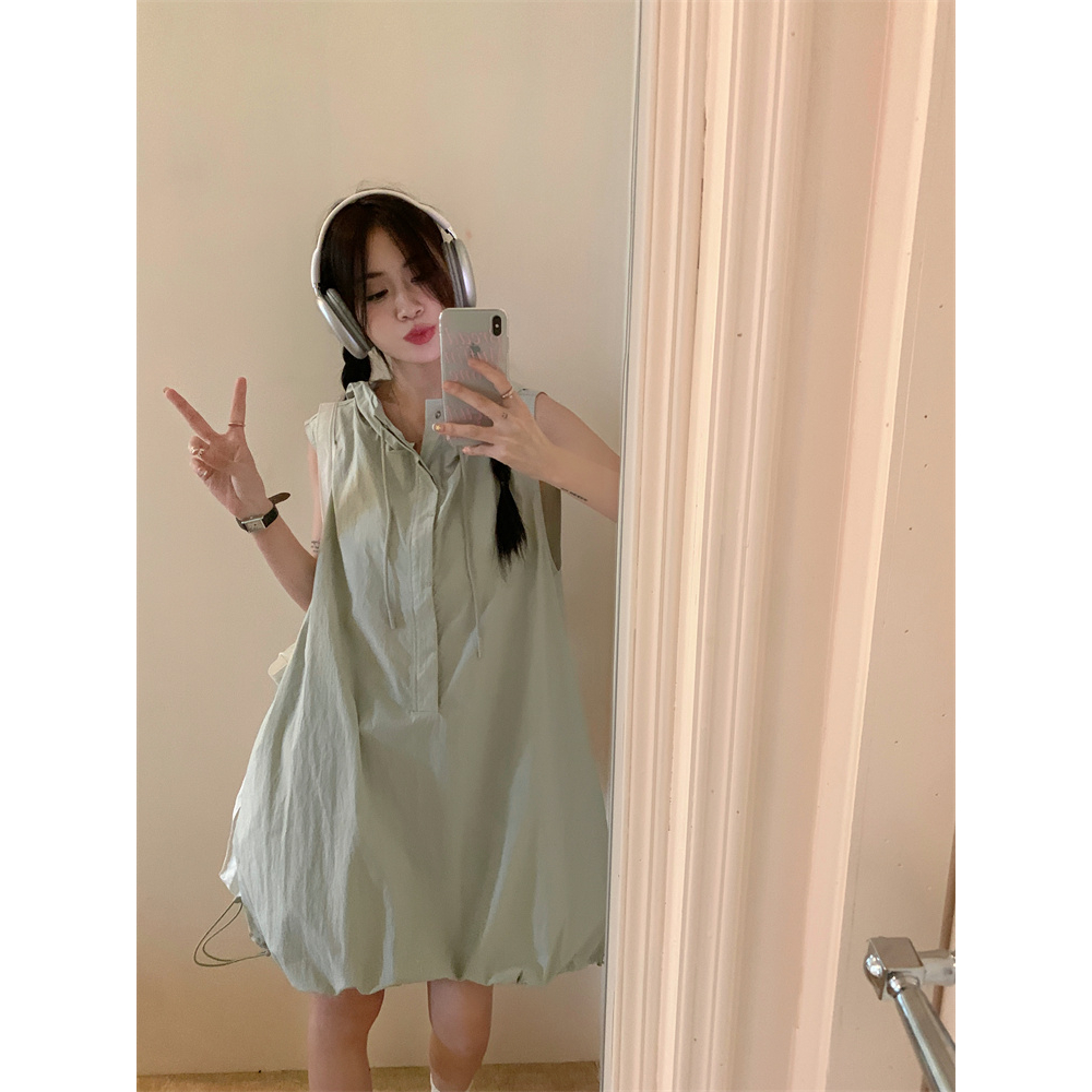Đầm không tay dài vừa có nón thời trang mùa hè thoải mái xinh xắn cho nữ