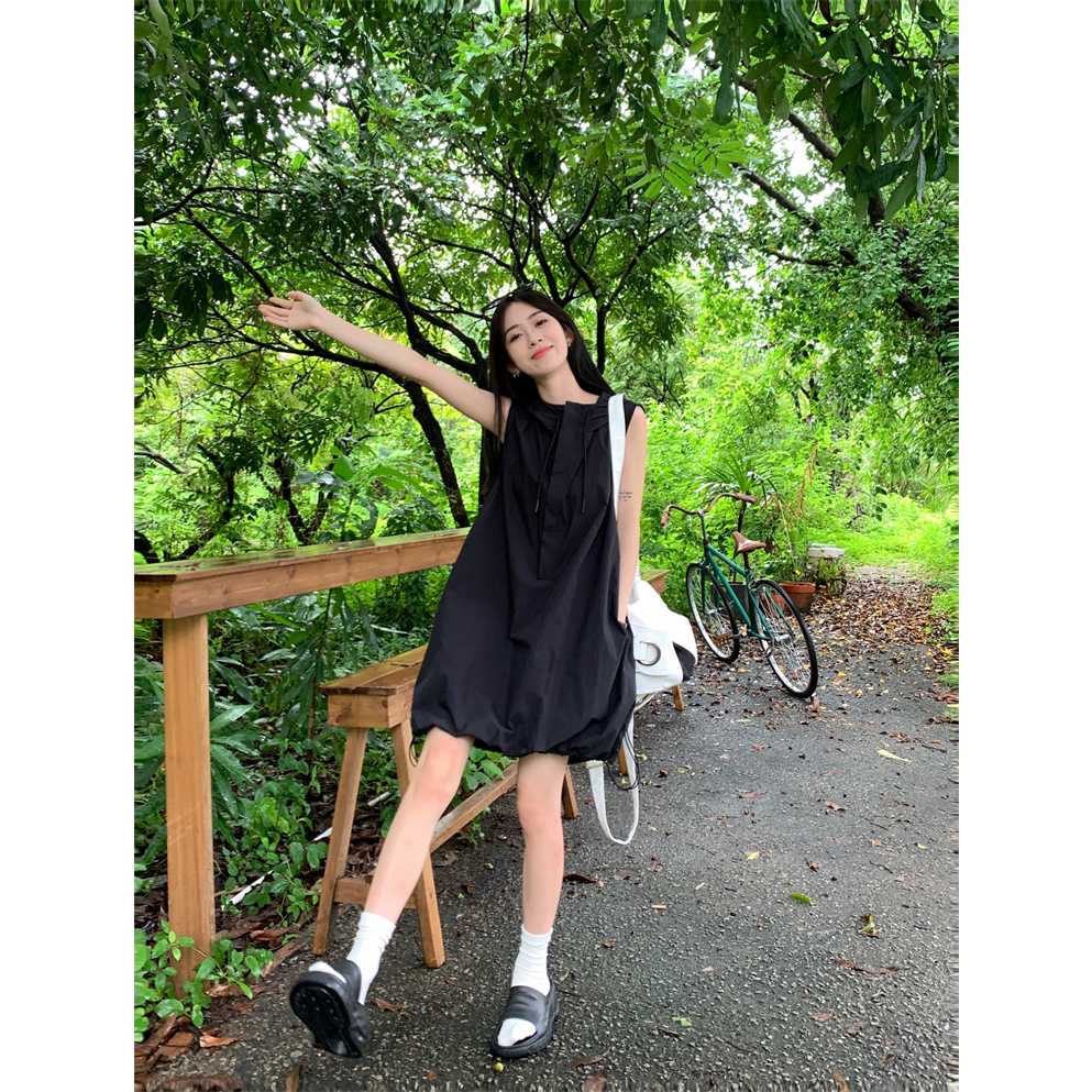 Đầm không tay dài vừa có nón thời trang mùa hè thoải mái xinh xắn cho nữ