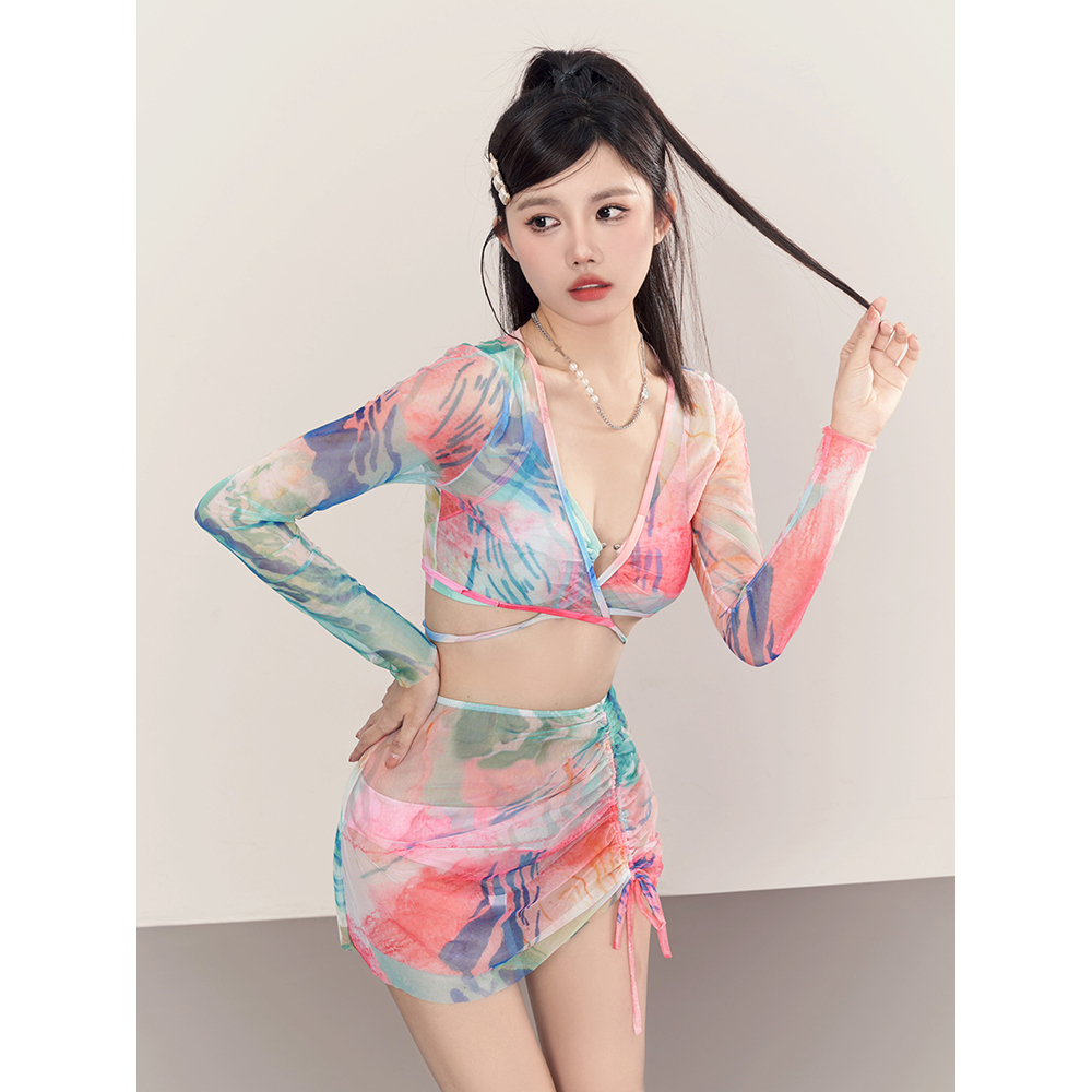 U Gonna S Bikini áo tắm người phụ nữ Bikini beachwear Set đồ bơi sexy 4 mảnh với miếng độn ngực thể thao đơn giản đàn hồi màu trơn thời trang Hàn Quốc 2023