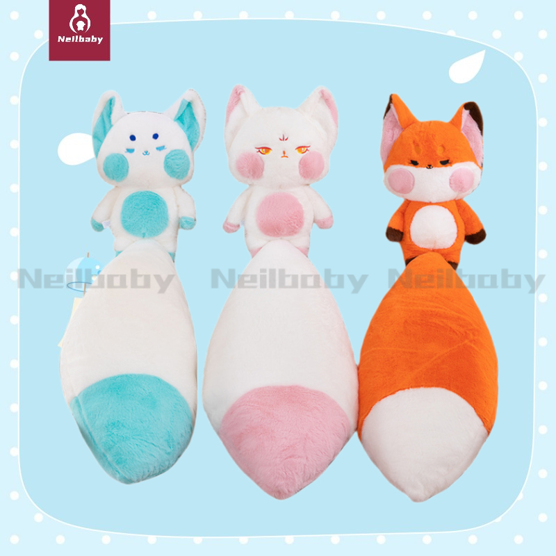 60cm-80cm Gấu Bông Cáo Đuôi Dài Thú Nhồi Bông Tiểu Hồ Ly Mềm Mại Dễ